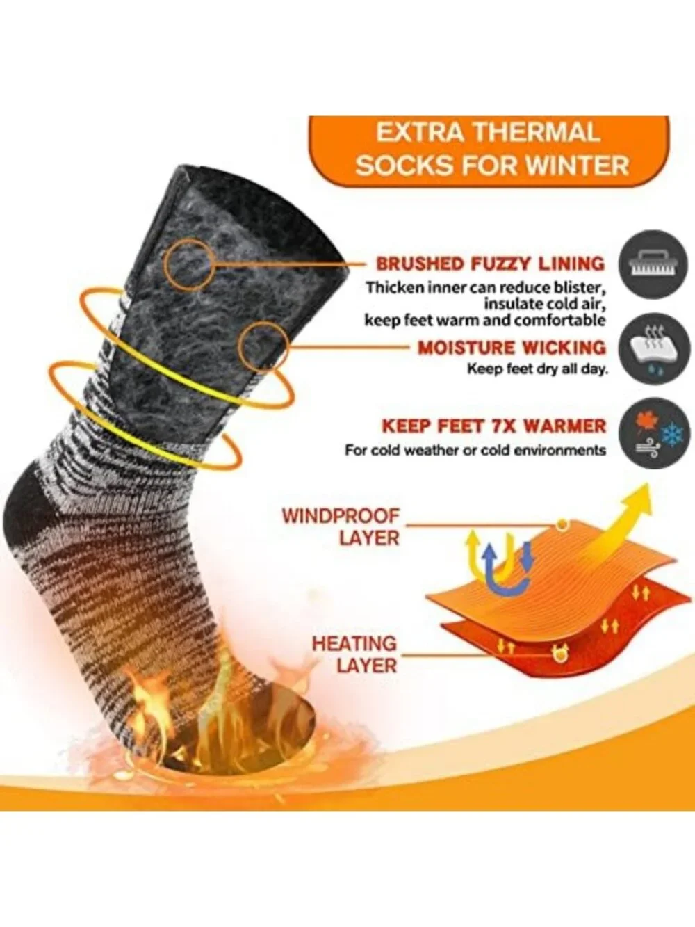 Cozy Thermal Socks for Winter | 3 Pairs Thick Insulated Boot Socks for Cold